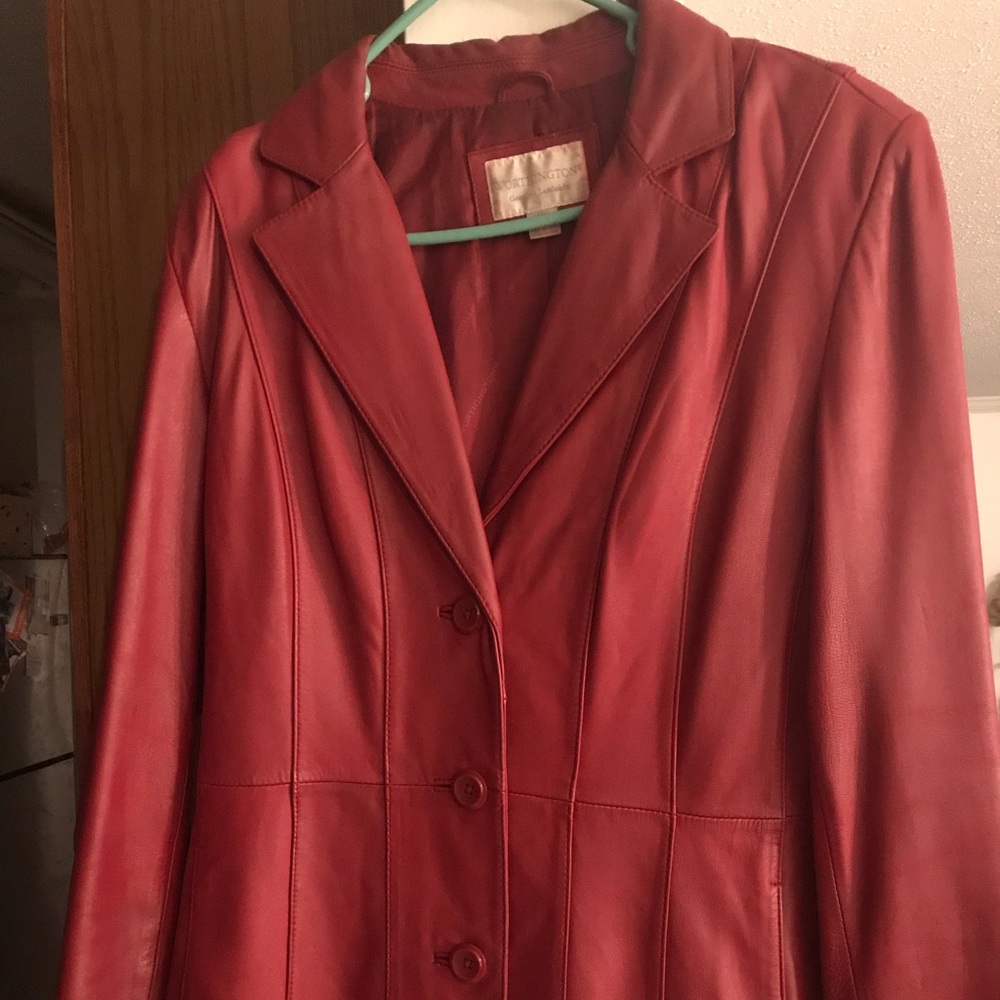 Casual Red Lambskin Jacket for the Holidays!